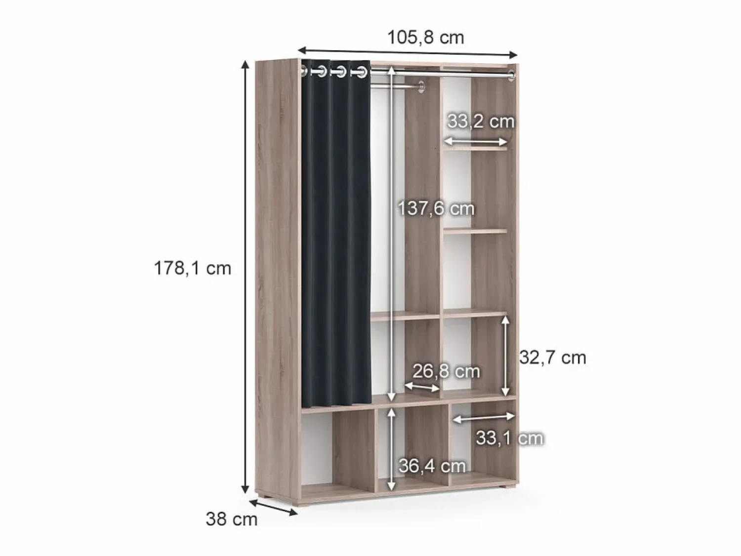 Best Vicco Armario de ropa para niños sonoma 105.8x38x178.1 luigi Color natural claro