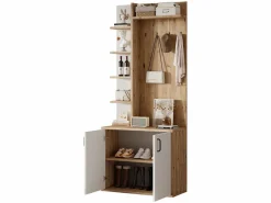 Merax Armario de salón - 75 x 33 x 180 cm - con armario + zapatero - aglomerado - natural