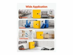 Sale Armario de Seguridad SucceBuy para Productos Inflamables de 110 L 109,2 x 46 x 118 cm, Armario Cortafuegos para Líquidos Inflamables, en Acero Laminado Amarillo