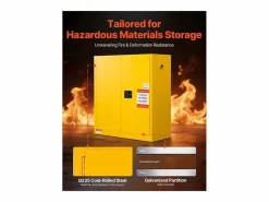 Sale Armario de Seguridad SucceBuy para Productos Inflamables de 110 L 109,2 x 46 x 118 cm, Armario Cortafuegos para Líquidos Inflamables, en Acero Laminado Amarillo