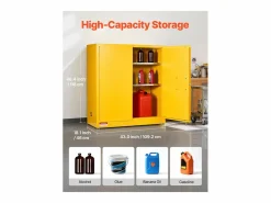 Sale Armario de Seguridad SucceBuy para Productos Inflamables de 110 L 109,2 x 46 x 118 cm, Armario Cortafuegos para Líquidos Inflamables, en Acero Laminado Amarillo