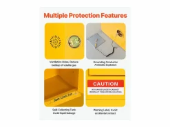 Sale Armario de Seguridad SucceBuy para Productos Inflamables de 110 L 109,2 x 46 x 118 cm, Armario Cortafuegos para Líquidos Inflamables, en Acero Laminado Amarillo