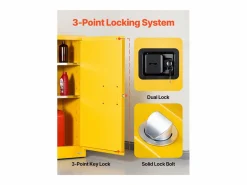 Sale Armario de Seguridad SucceBuy para Productos Inflamables de 110 L 109,2 x 46 x 118 cm, Armario Cortafuegos para Líquidos Inflamables, en Acero Laminado Amarillo