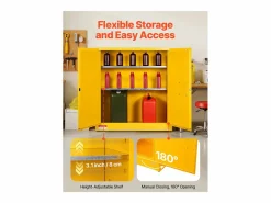 Sale Armario de Seguridad SucceBuy para Productos Inflamables de 110 L 109,2 x 46 x 118 cm, Armario Cortafuegos para Líquidos Inflamables, en Acero Laminado Amarillo