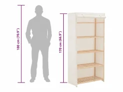 New Armario de tela 79x40x170 cm Mueble Perchero