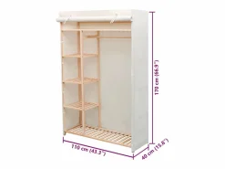 Sale Armario de tela y madera de pino 110x40x170 cm Mueble Perchero