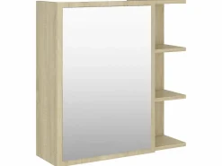 Armario espejo baño contrachapada color roble 62,5x20,5x64 cm ES844161 Accesorios De Cuarto De Baño|Espejo De Cuarto De Baño