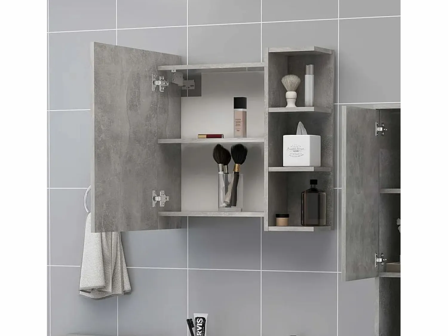 Online Armario espejo baño contrachapada hormigón 62,5x20,5x64 cm ES239742 Gris