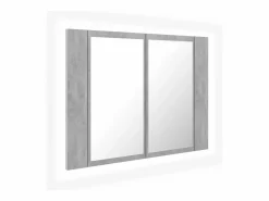 New Armario espejo baño luz LED acrílico hormigón 60x12x45 cm ES236629 Gris