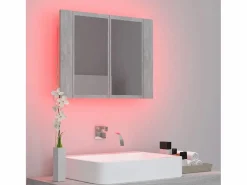 New Armario espejo baño luz LED acrílico hormigón 60x12x45 cm ES236629 Gris