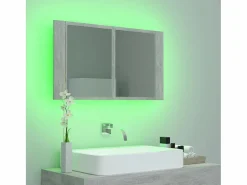 Armario espejo baño luz LED acrílico hormigón 80x12x45 cm ES751177