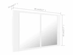 vidaxl Armario espejo de baño con luz LED acrílico 80x12x45 cm