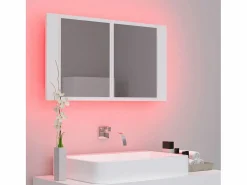 vidaxl Armario espejo de baño con luz LED acrílico 80x12x45 cm