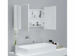 vidaxl Armario espejo de baño con luz LED acrílico 80x12x45 cm