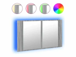 vidaxl Armario espejo de baño con luz LED acrílico 80x12x45 cm