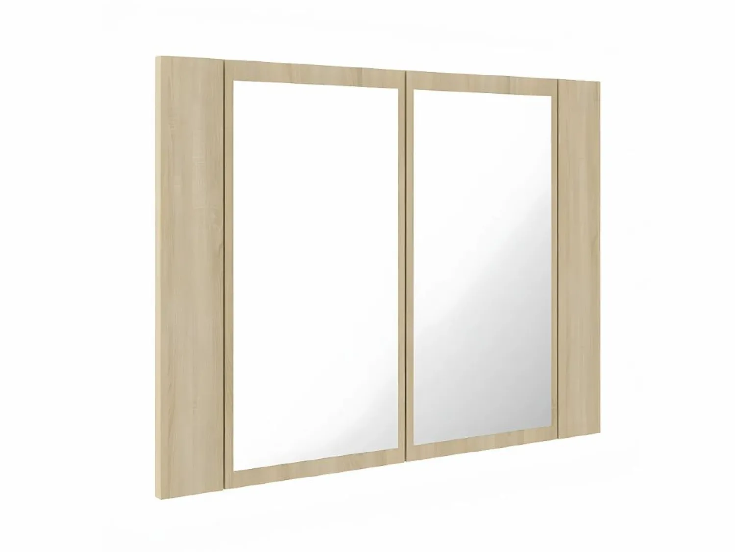 New Armario espejo de baño LED acrílico roble Sonoma 60x12x45 cm ES265074 Accesorios De Cuarto De Baño|Espejo De Cuarto De Baño