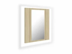 Armario espejo de baño LED acrílico roble Sonoma 40x12x45 cm ES578840