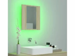 Armario espejo de baño LED acrílico roble Sonoma 40x12x45 cm ES578840
