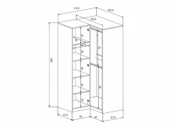 Discount Armario esquinero 2 puertas L115 cm en color - LIZANDRO Armario
