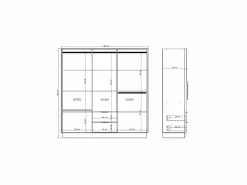 Outlet Vente-unique Armario esquinero de 8 puertas y 2 cajones L263 cm color natural - FEOVA Color natural claro