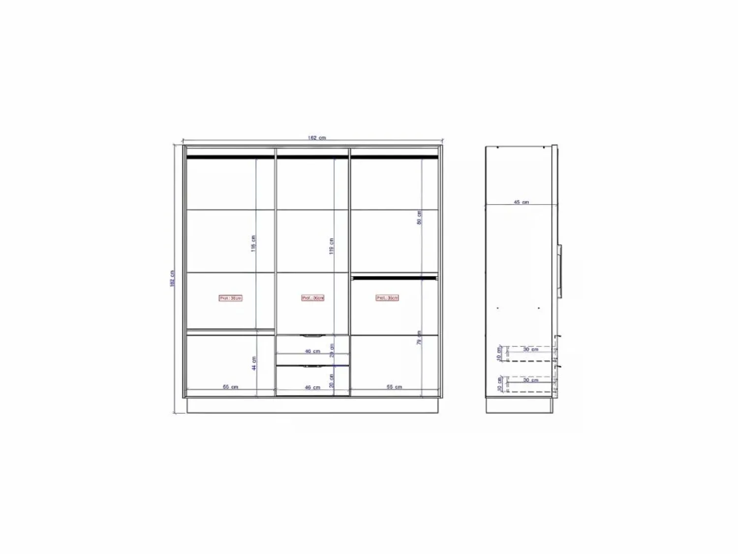 Outlet Vente-unique Armario esquinero de 8 puertas y 2 cajones L263 cm color natural - FEOVA Color natural claro