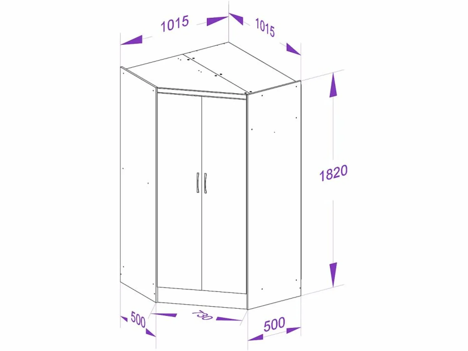 Outlet Vente-unique Armario esquinero de 8 puertas y 2 cajones L263 cm color natural - FEOVA Color natural claro