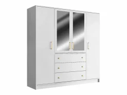 Vente-unique Armario esquinero de 6 puertas y 3 cajones con espejos L311 cm en color - LIZANDRO