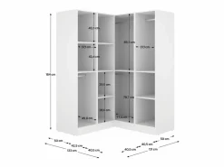 Armario esquinero Essen 4 puertas batientes 184x133x131 cm Armario