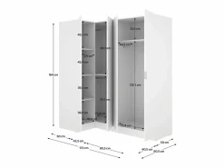 Armario esquinero Essen 4 puertas batientes 184x173,5x90,5 cm