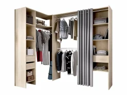 Sale Vente-unique Armario esquinero extensible W164/214 cm Roble y gris GONTRAN Color natural claro