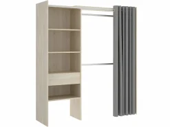 Sale Vente-unique Armario esquinero extensible W164/214 cm Roble y gris GONTRAN Color natural claro