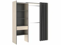 Best Armario esquinero extensible An. 164/214 cm Roble y antracita GONTRAN Armario Abierto, Vestidor