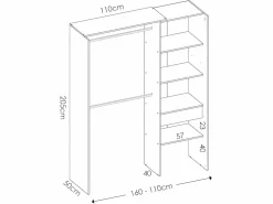 Best Armario esquinero extensible An. 164/214 cm Roble y antracita GONTRAN Armario Abierto, Vestidor