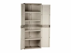 Hot Armario exterior Titanium 2 puertas , 4 estantes regulables, resina 70x176x41 cm Armario De Jardín