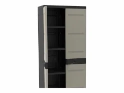 Armario exterior Titanium 2 puertas 4 estantes regulables 70x176x41 cm Negro