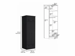 Hot Armario falkland en melamina con 2 puertas ,2 estantes , 1 barra para colgar ropa , 1 gabinete superior y 1 cajon , , 179 cm X 59.2 cm X 50 cm Armario
