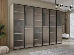 Online Armario: Platino / Vidrio Ranurado, 300 x 200 x 51 cm Gris