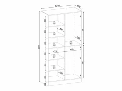 Armario: Platino / Vidrio Ranurado, 100 x 200 x 51 cm