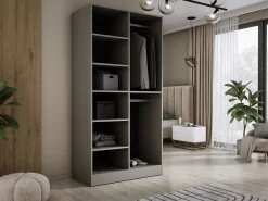 Armario: Platino / Vidrio Ranurado, 100 x 200 x 51 cm