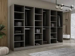 Outlet Armario: Platino / Vidrio Ranurado, 300 x 200 x 51 cm Gris
