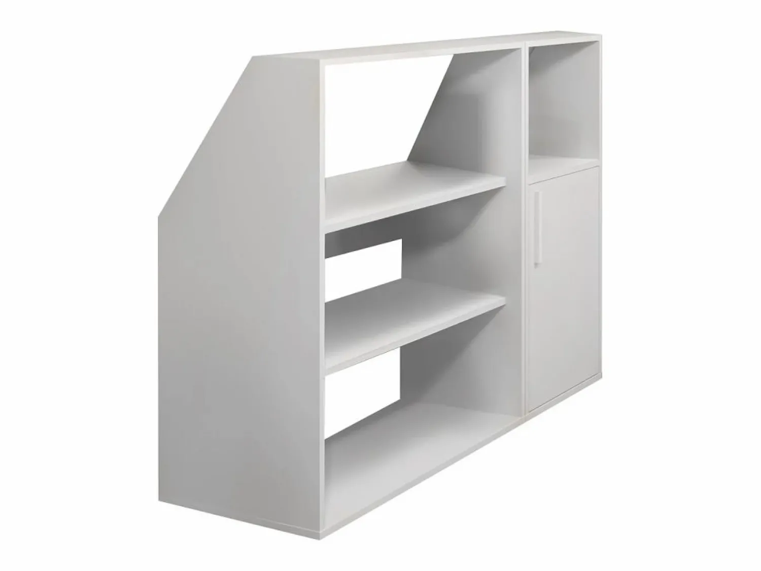 Outlet Vente-unique Armario inclinado para techo abuhardillado 1 puerta 2 estantes y 1 estante - ADEZIO Blanco