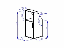 Clearance Armario inclinado para techo abuhardillado 1 puerta 2 estantes 1 estante blanco y natural - ADEZIO Armario Para Buhardilla|Mueble De Almacenaje