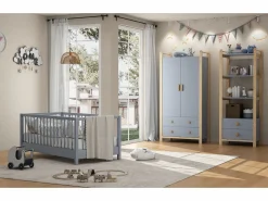 Online Merax Armario infantil - 90 x 45 x 180 cm - con 2 puertas + barra + 2 cajones - aglomerado - Azul