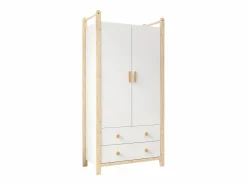 Merax Armario infantil - 90 x 45 x 180 cm - con 2 puertas + barra + 2 cajones - aglomerado -