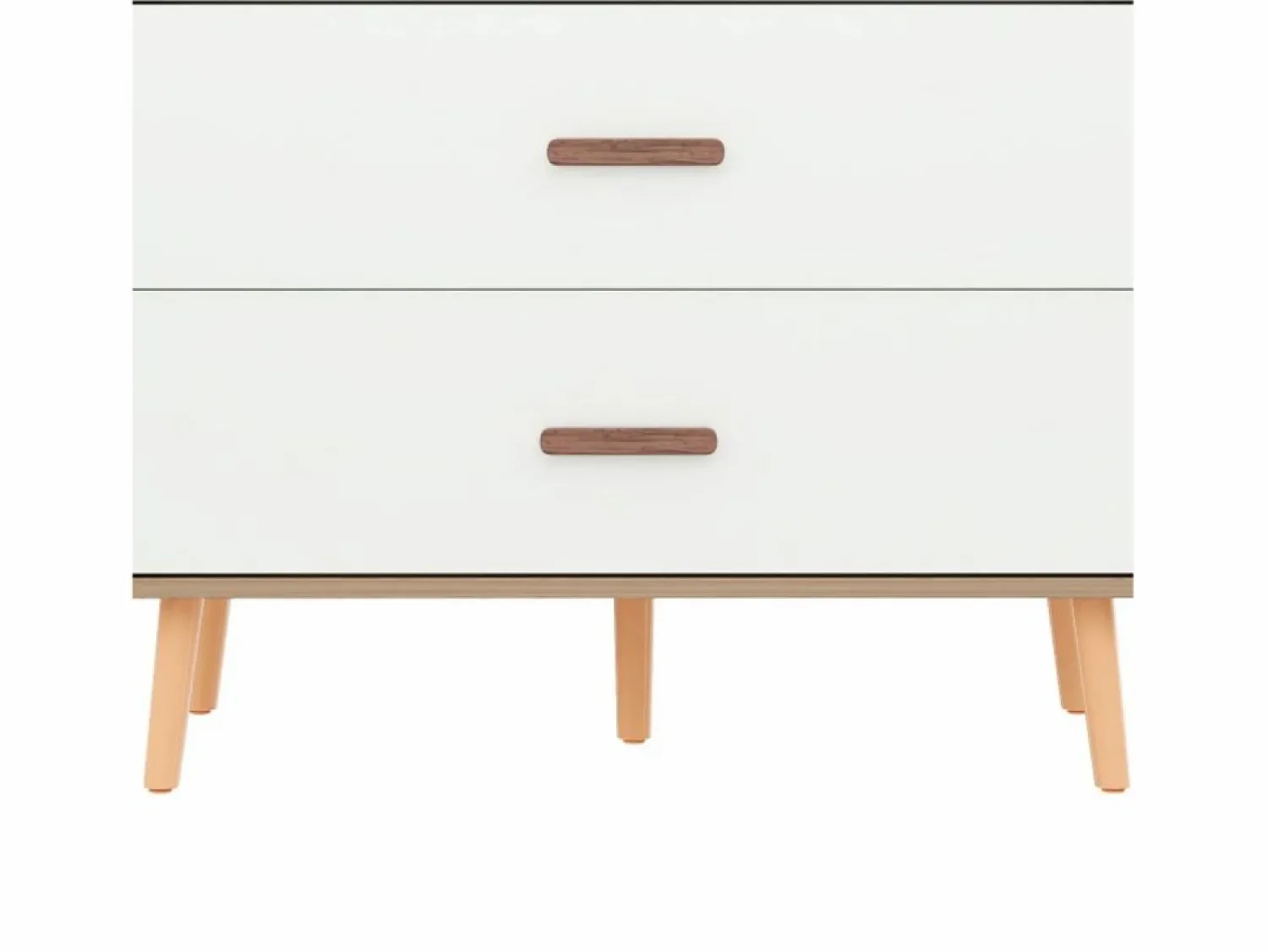 ModernLuxe Armario infantil abierto 80x46x141.5 cm - con barra para colgar ropa y 2 cajones - patas y tiradores de madera maciza - blanco + natural