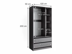 Vicco Armario infantil antracita 100x50x200 elmo
