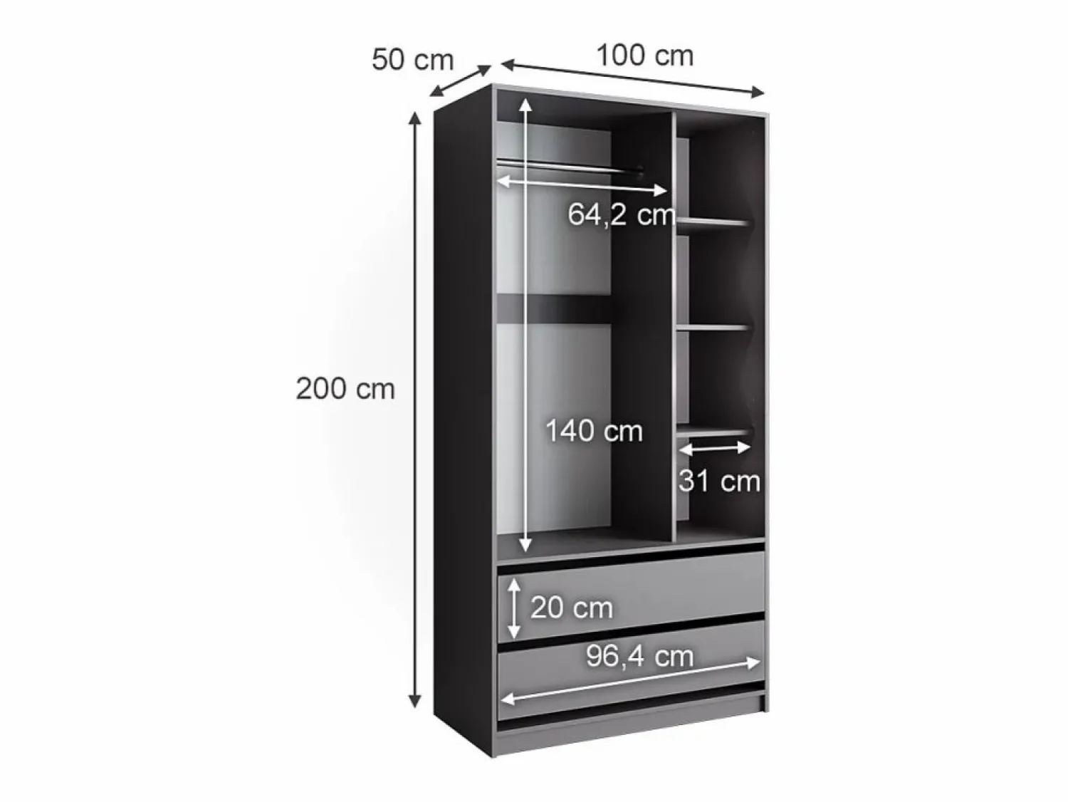 Vicco Armario infantil antracita 100x50x200 elmo