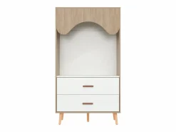 Clearance Armario infantil con 2 cajones y barra para colgar ropa, color natural y blanco, diseño abierto Muebles Niño
