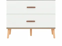 Clearance Armario infantil con 2 cajones y barra para colgar ropa, color natural y blanco, diseño abierto Muebles Niño