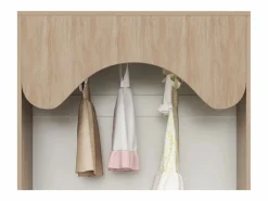 Clearance Armario infantil con 2 cajones y barra para colgar ropa, color natural y blanco, diseño abierto Muebles Niño